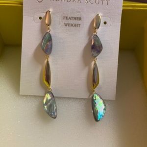 Kendra Scott Lilac Ivy Linear Gold Earrings NWT